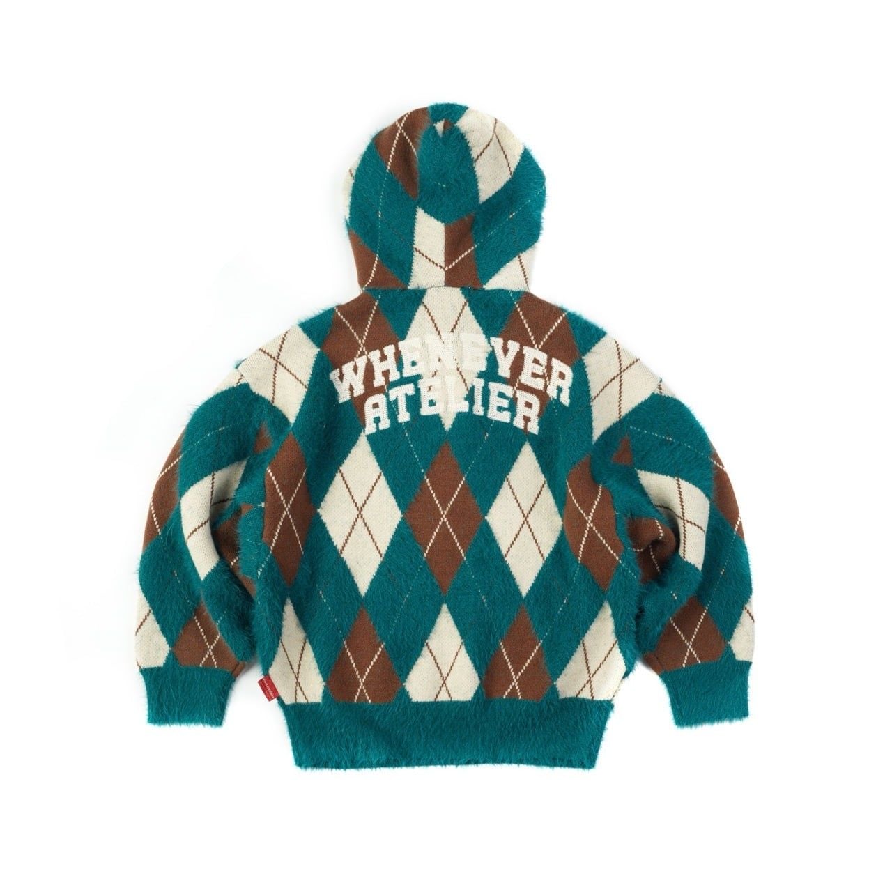 “WHENEVER” COZY PLAID KNIT HOODIE / GREEN