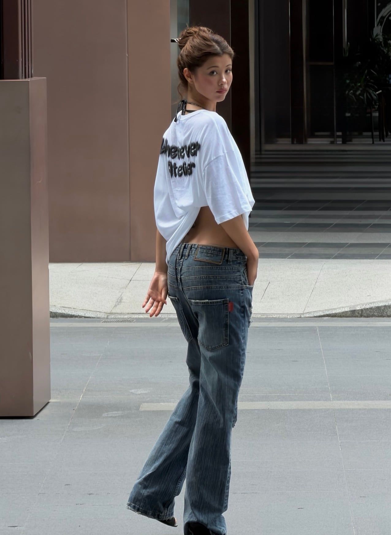 QUẦN DÀI “WHENEVER“ DISTRESSED SLUB BOOTCUT JEANS / VINTAGE BLUE
