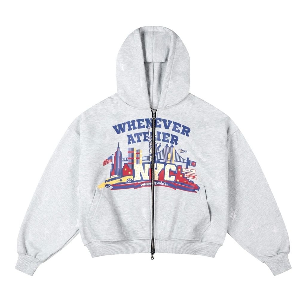 "WHENEVER" STAR HOODIE ZIP / PREMIUM GREY