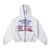 "WHENEVER" STAR HOODIE ZIP / PREMIUM GREY