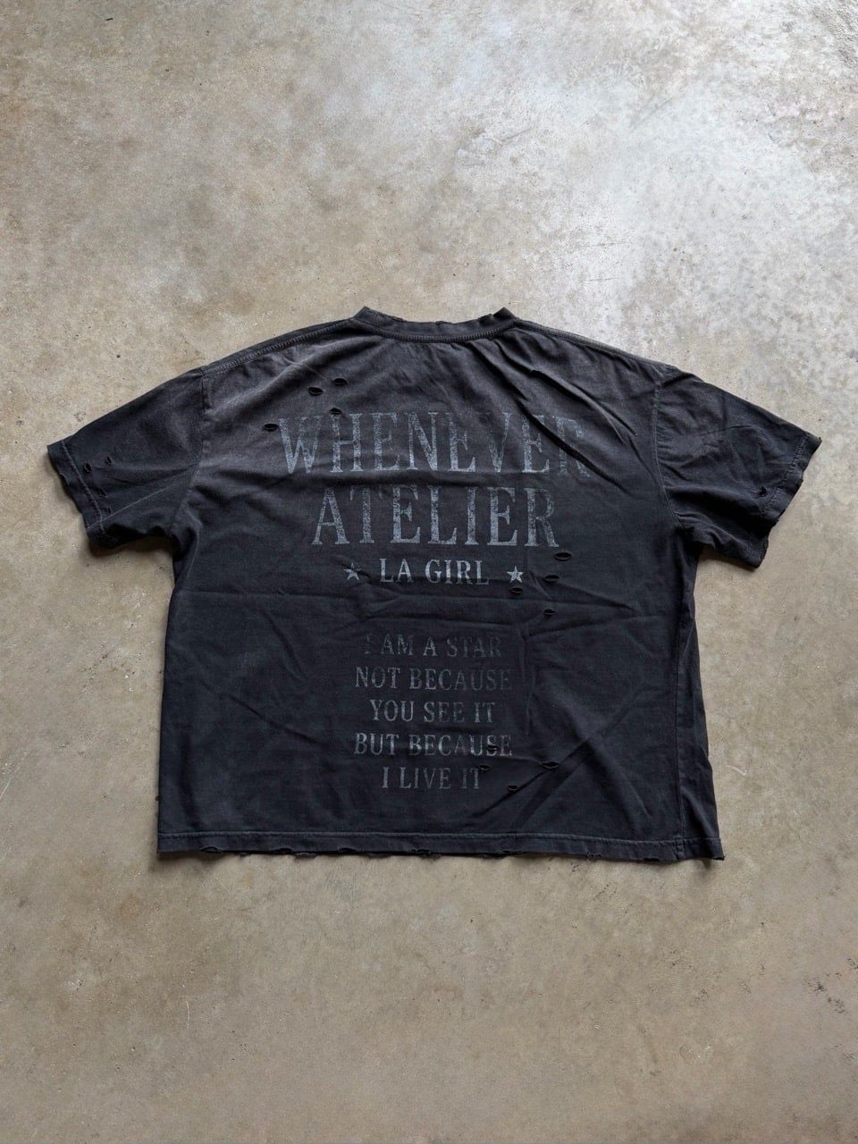 ÁO "WHENEVER" LA GIRL DISTRESSED T-SHIRT/ BLACK