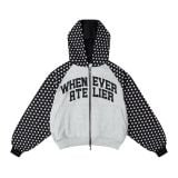 "WHENEVER" STAR RAGLAN HOODIE ZIP / GREY BLACK