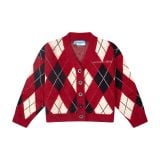 “WHENEVER” COZY PLAID KNIT CARDIGAN / RED