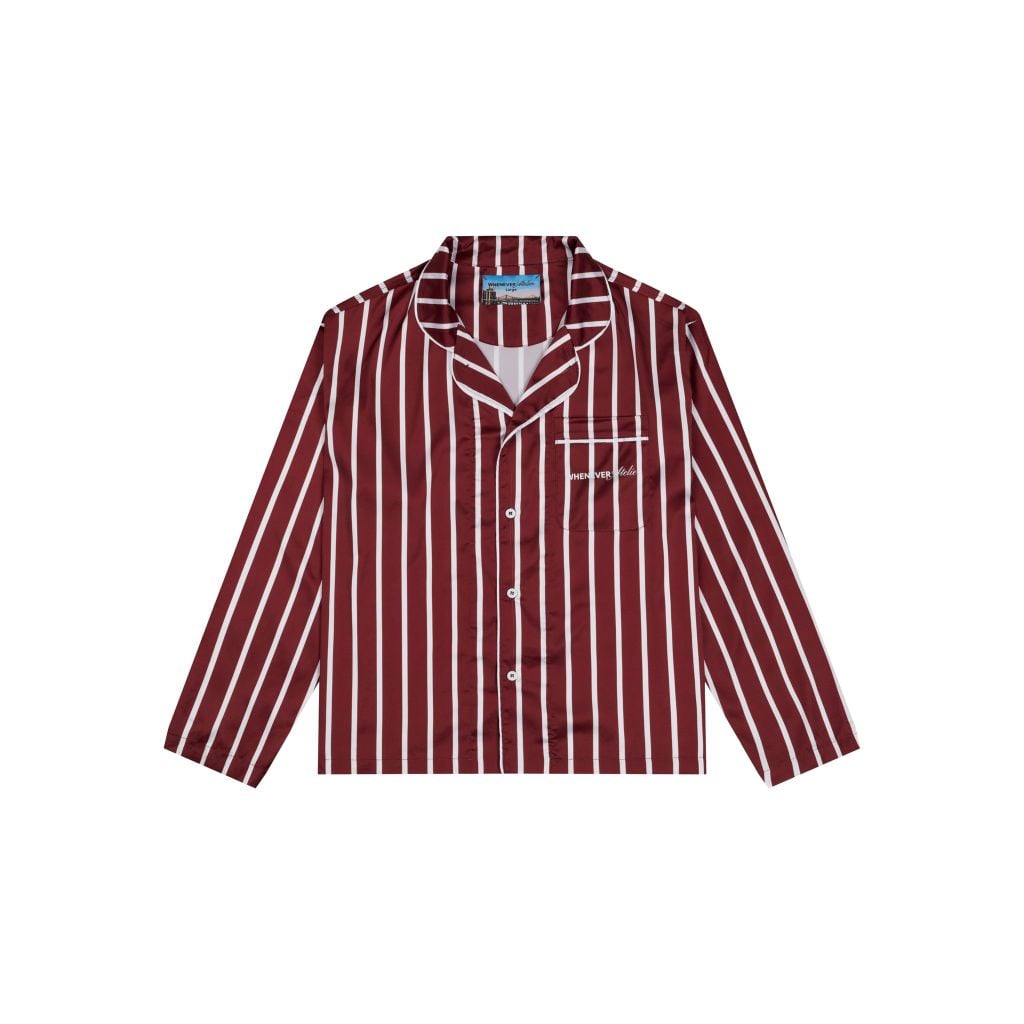 "WHENEVER" BỘ ÁO VÀ QUẦN DÀI SATIN LONG PAJAMA SHIRT + PANTS / RED