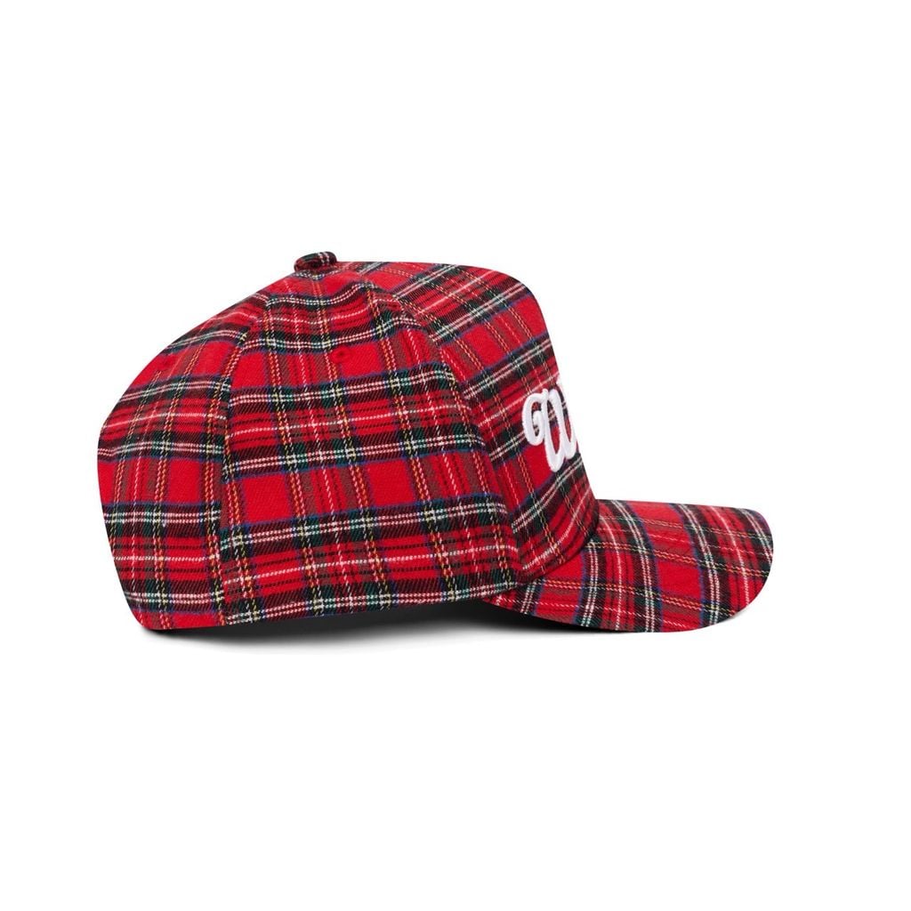 “WHENEVER” PLAID CAP / SCARLET