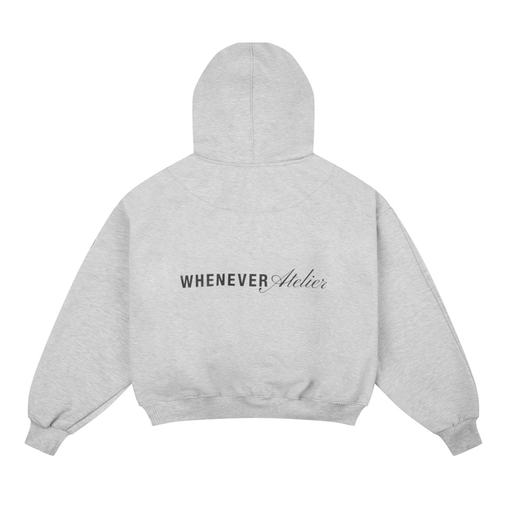 “WHENEVER” BEAR HOODIE ZIP / PREMIUM GREY