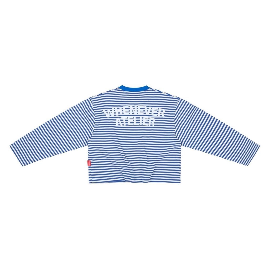 “WHENEVER” STRIPED LONG SLEEVE T-SHIRT VER2 / BLUE