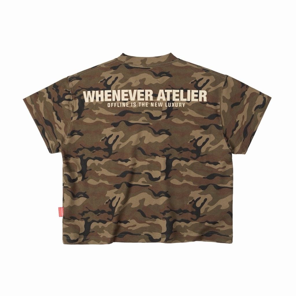 ÁO “WHENEVER” WAFFLE CAMO T-SHIRT / MOSS GREEN