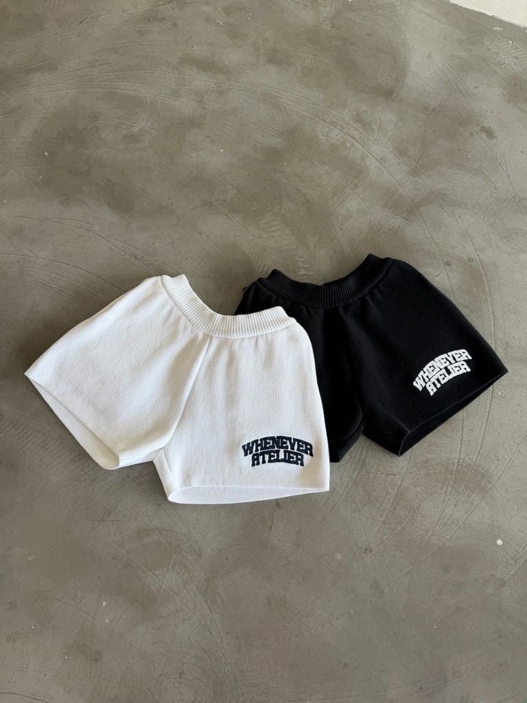 QUẦN DỆT KIM "WHENEVER" BASIC LOGO KNIT SHORTS / WHITE