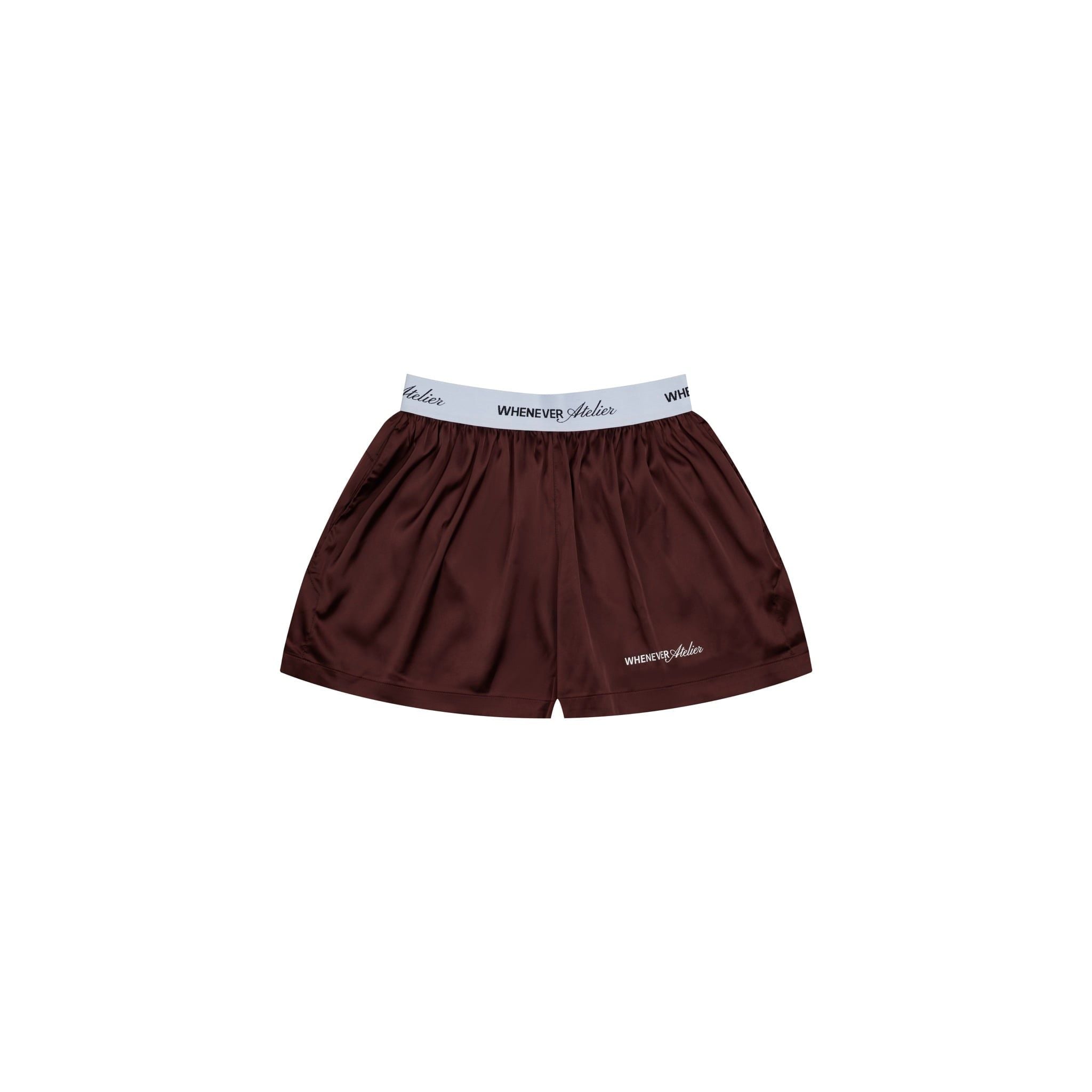 “WHENEVER” QUẦN SATIN PAJAMA SHORTS / BROWN