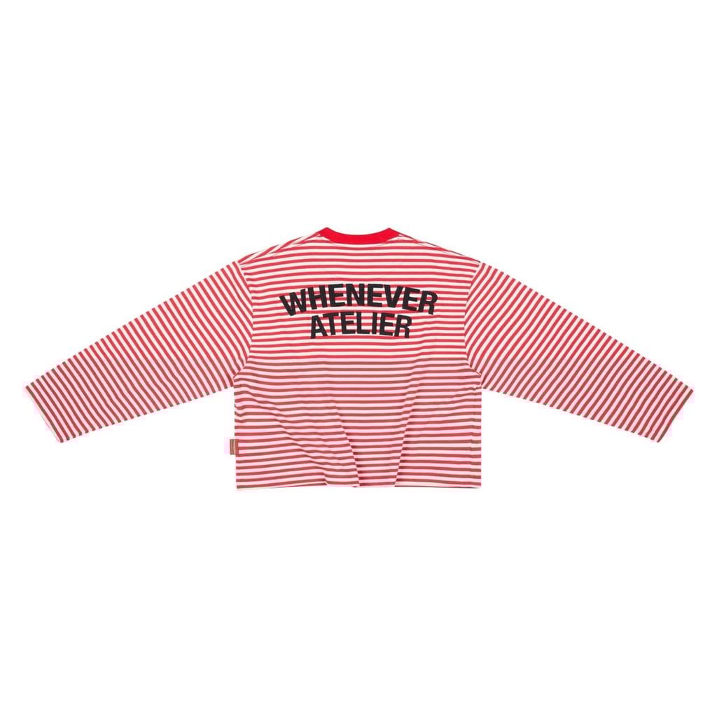 “WHENEVER” STRIPED LONG SLEEVE T-SHIRT VER2 / RED