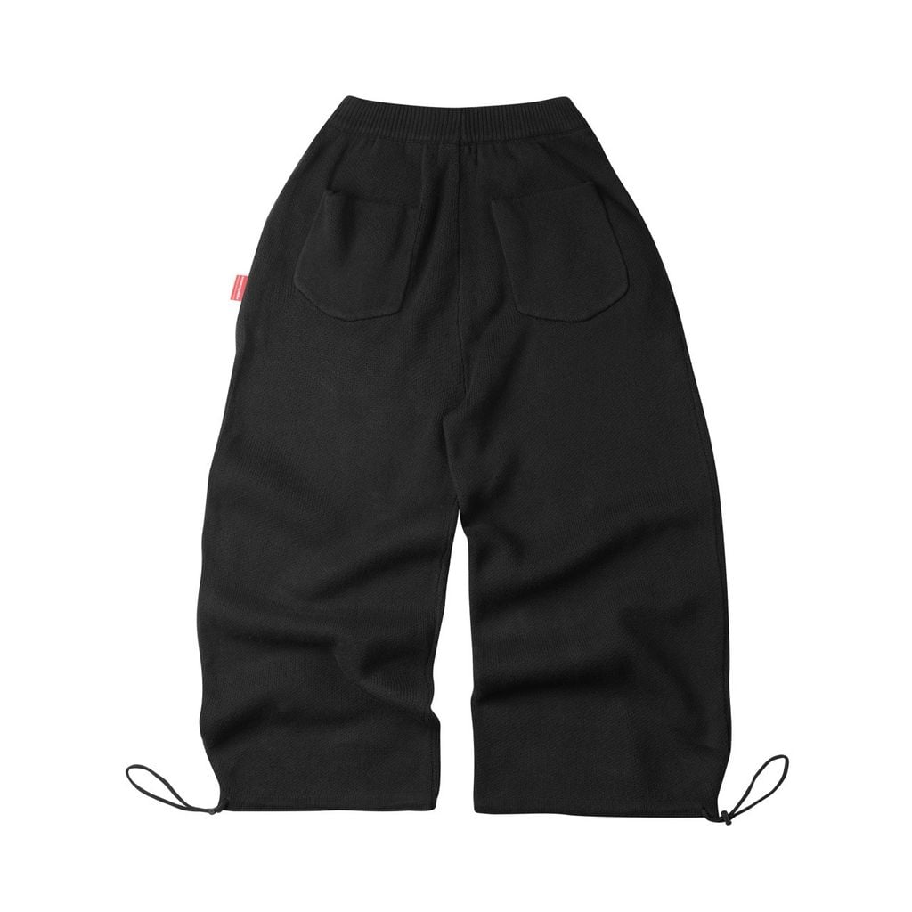 “WHENEVER” BASIC LOGO KNIT PANTS / BLACK