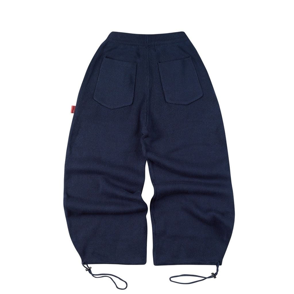 “WHENEVER” BASIC LOGO KNIT PANTS / NAVY