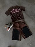 QUẦN NGẮN "WHENEVER" DOUBLE-KNEE LEATHER BAGGY SHORTS / BROWN