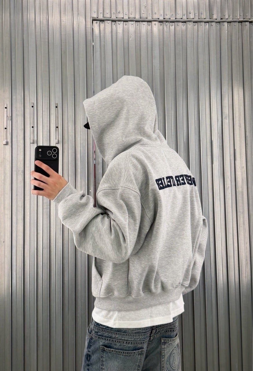 ÁO KHOÁC "WHENEVER" BASIC ZIP-UP HOODIE SS26 / PREMIUM GREY