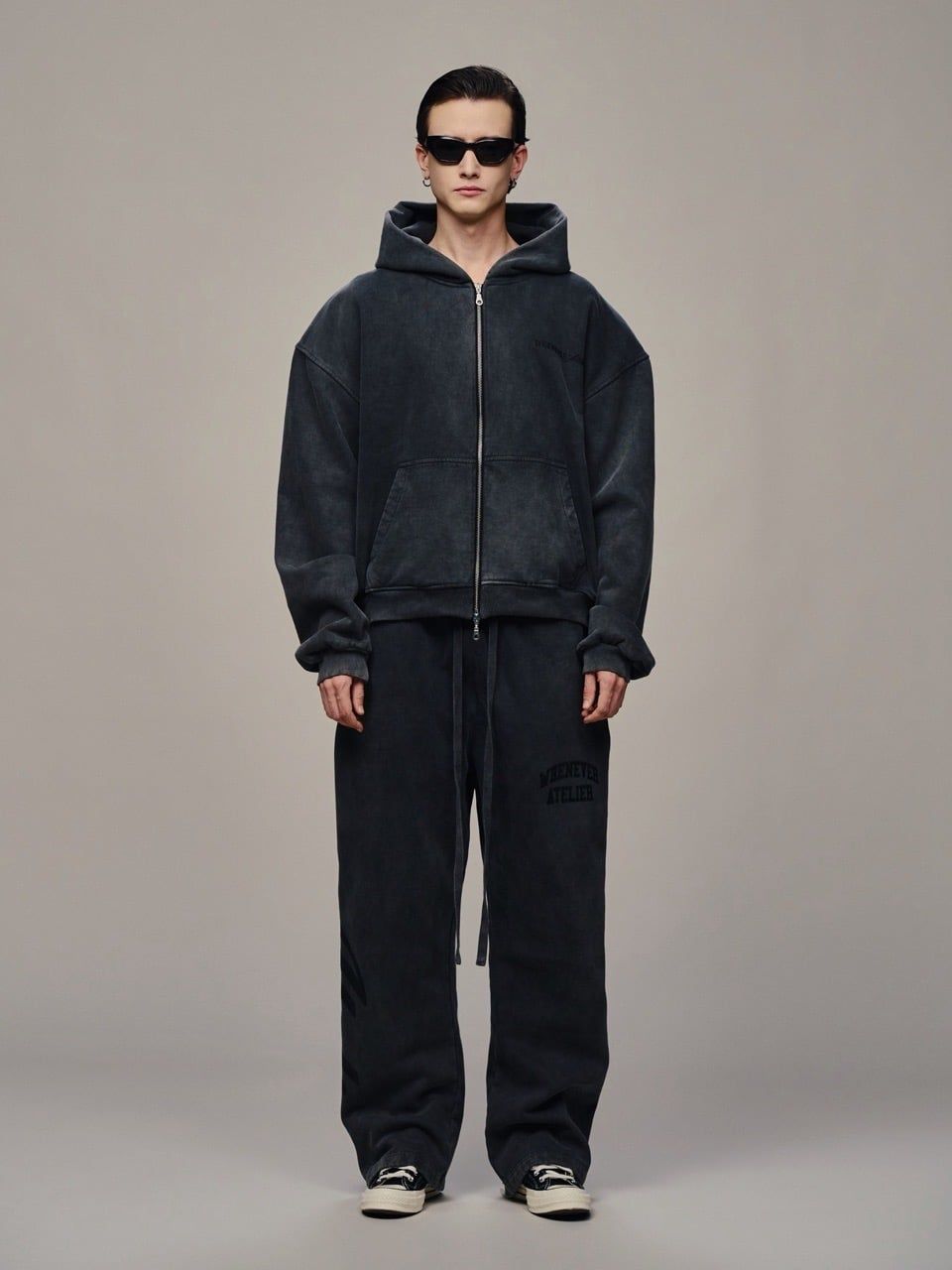 ÁO KHOÁC "WHENEVER" CHASING DREAMS WASHED ZIP HOODIE/ VINTAGE GREY