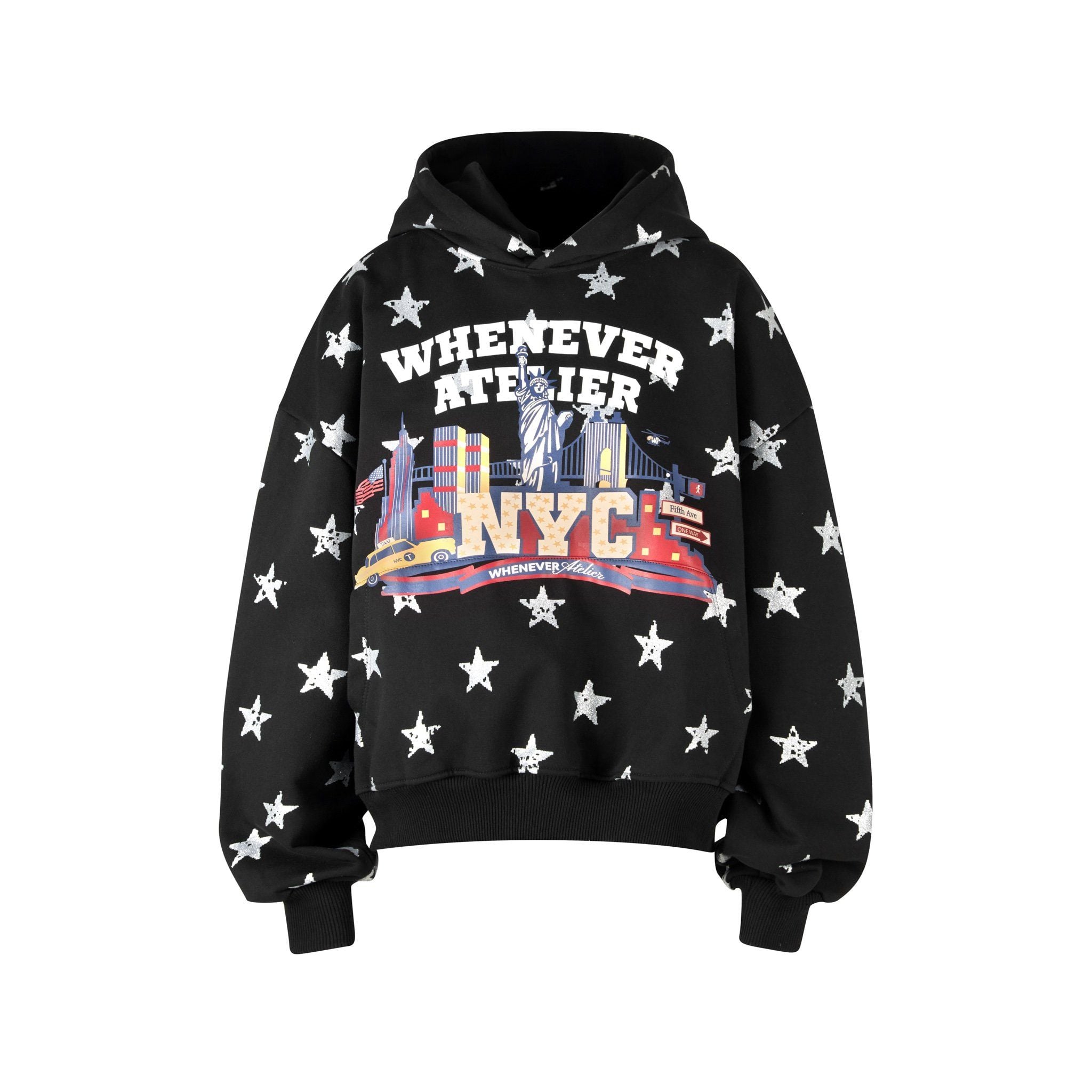 “WHENEVER” STAR BOY HOODIE / BLACK