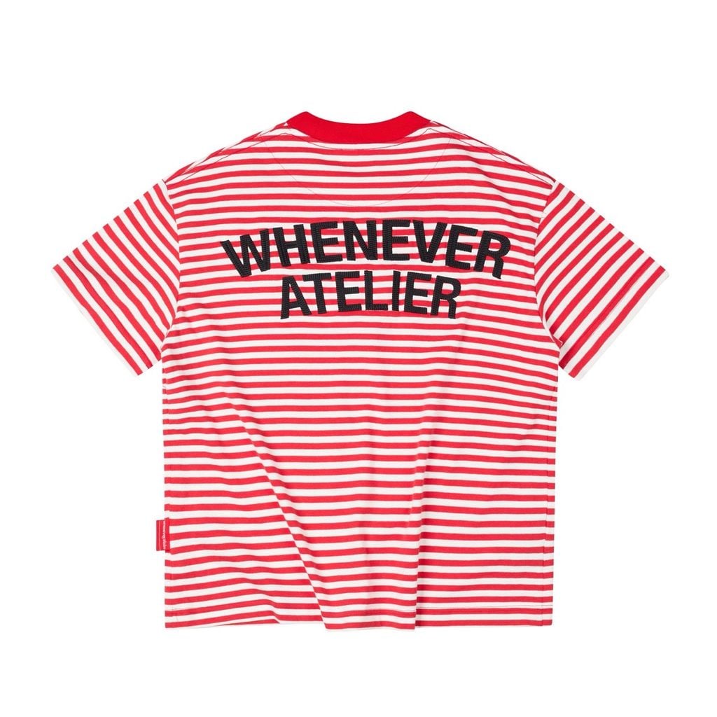 “WHENEVER” STRIPED T-SHIRT VER2 / RED