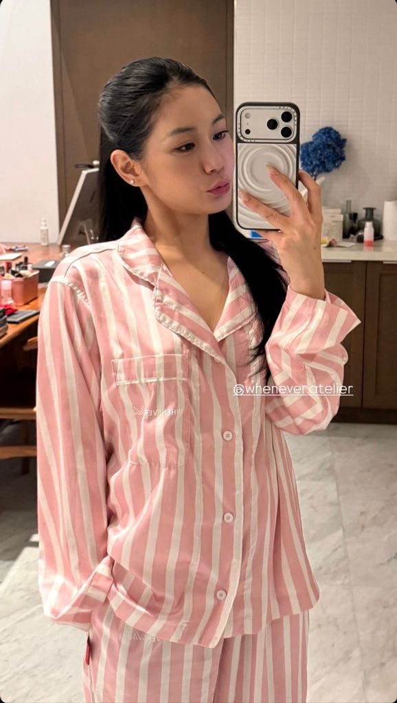"WHENEVER" BỘ ÁO VÀ QUẦN DÀI SATIN LONG PAJAMA SHIRT + PANTS  / PINK