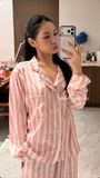 "WHENEVER" BỘ ÁO VÀ QUẦN DÀI SATIN LONG PAJAMA SHIRT + PANTS  / PINK