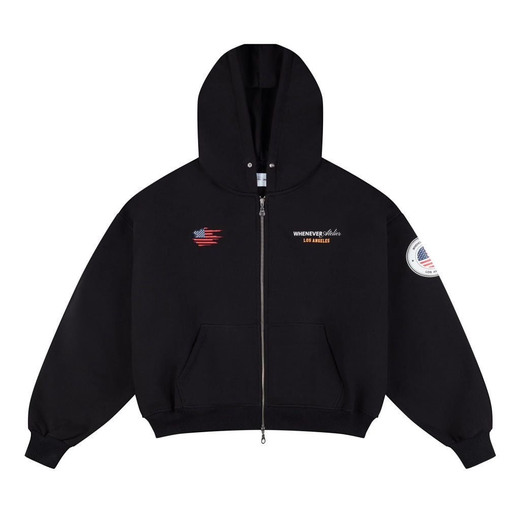 “WHENEVER” LA HOODIE ZIP / BLACK