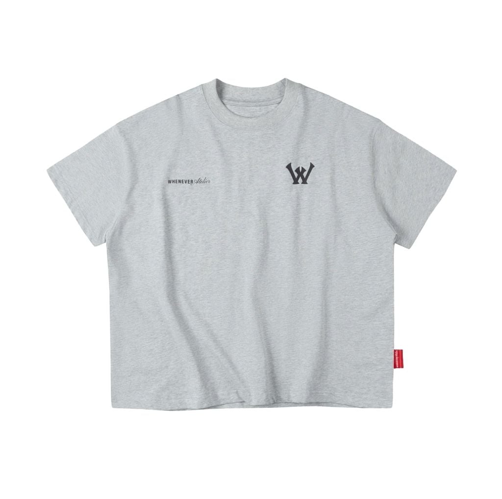 “WHENEVER” W BASIC T-SHIRT / GREY