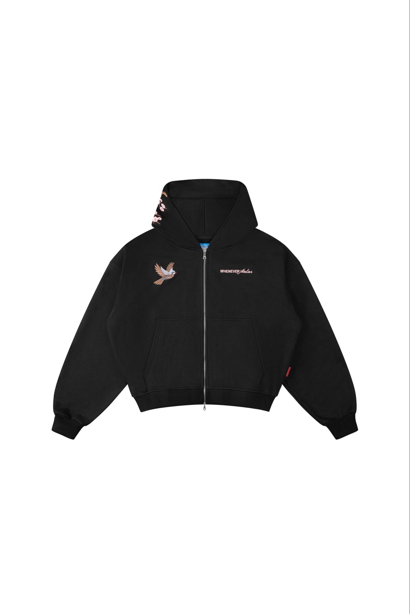 ÁO KHOÁC “WHENEVER” SAKURA EMBROIDERED ZIP-UP HOODIE/ BLACK