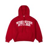“WHENEVER” BASIC LOGO KNIT HOODIE / RED