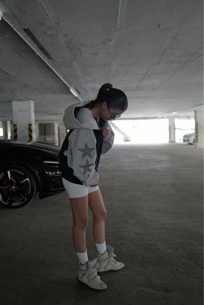 Áo khoác ”WHENEVER” SUPER STAR RAGLAN HOODIE ZIP / NAVY GREY