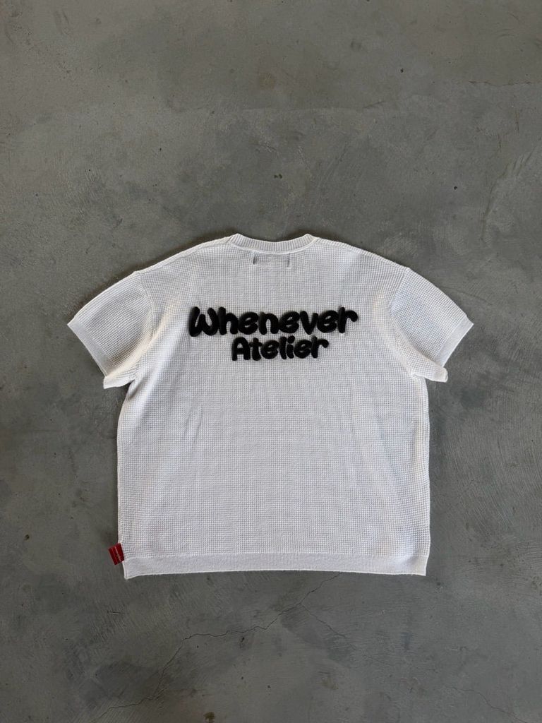 Áo dệt “WHENEVER” BASIC EMBOSSED LOGO WAFFLE T-SHIRT / WHITE
