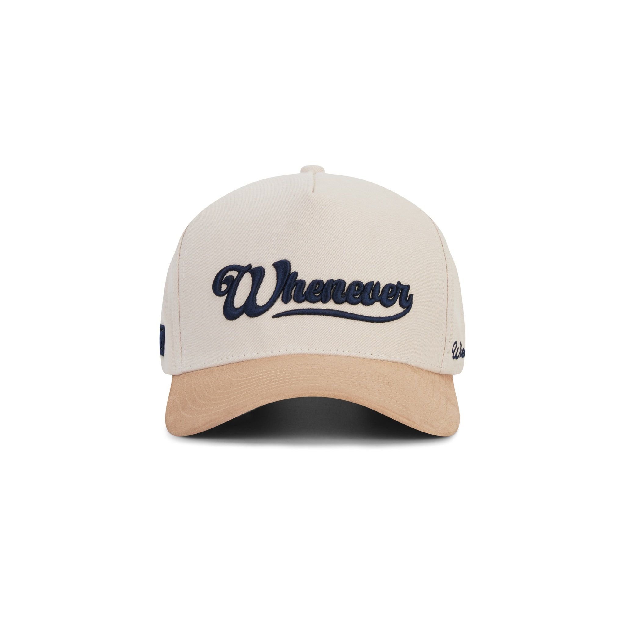 “WHENEVER” LOGO KHAKI SUEDE TRUCKER HAT / BEIGE