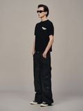 Áo dệt “WHENEVER” BASIC EMBOSSED LOGO WAFFLE T-SHIRT / BLACK