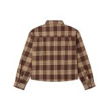 "WHENEVER" FLANNEL PLAID LONG-SLEEVE SHIRT / BROWN