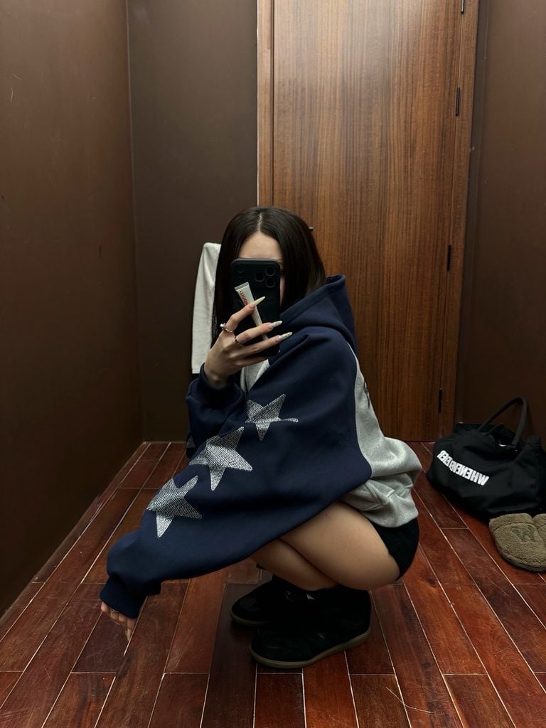 ÁO KHOÁC ”WHENEVER” SUPER STAR RAGLAN HOODIE ZIP / GREY NAVY