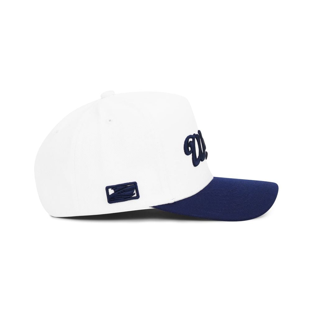 “WHENEVER”  LOGO KHAKI TRUCKER HAT / WHITE NAVY