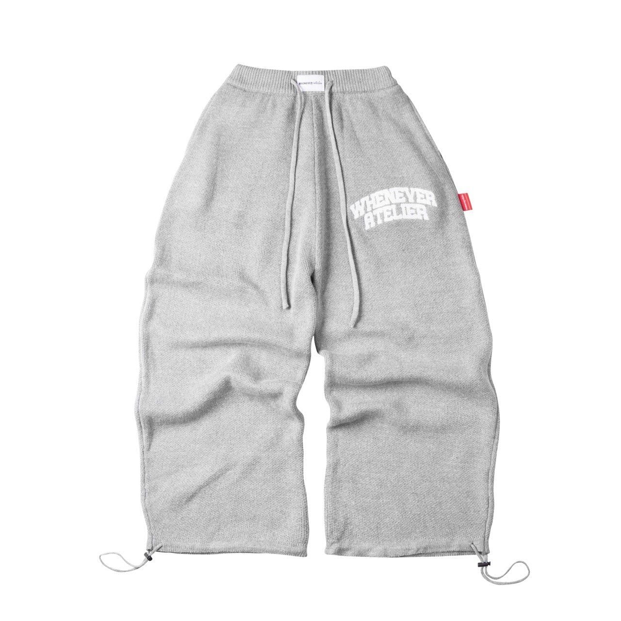 “WHENEVER” BASIC LOGO KNIT PANTS / GREY