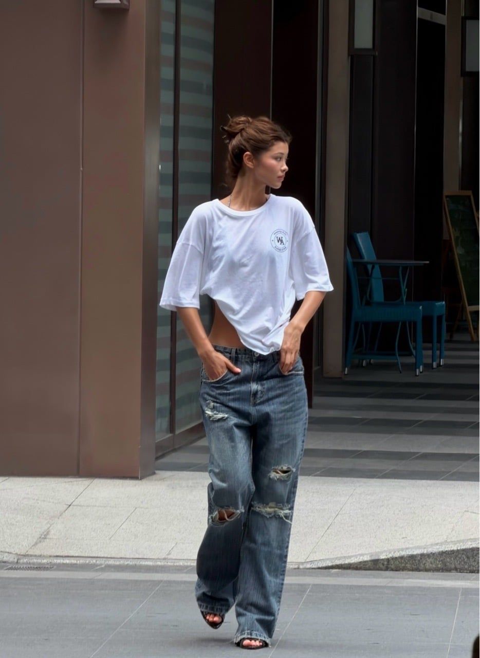 QUẦN DÀI “WHENEVER“ DISTRESSED SLUB BOOTCUT JEANS / VINTAGE BLUE