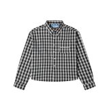 "WHENEVER" FLANNEL PLAID LONG-SLEEVE SHIRT / BLACK
