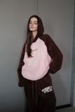 “WHENEVER” COZY FOX RAGLAN HOODIE / PINK BROWN