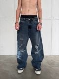 QUẦN DÀI "WHENEVER" ARC LOGO BAGGY JEANS /  FADED BLACK