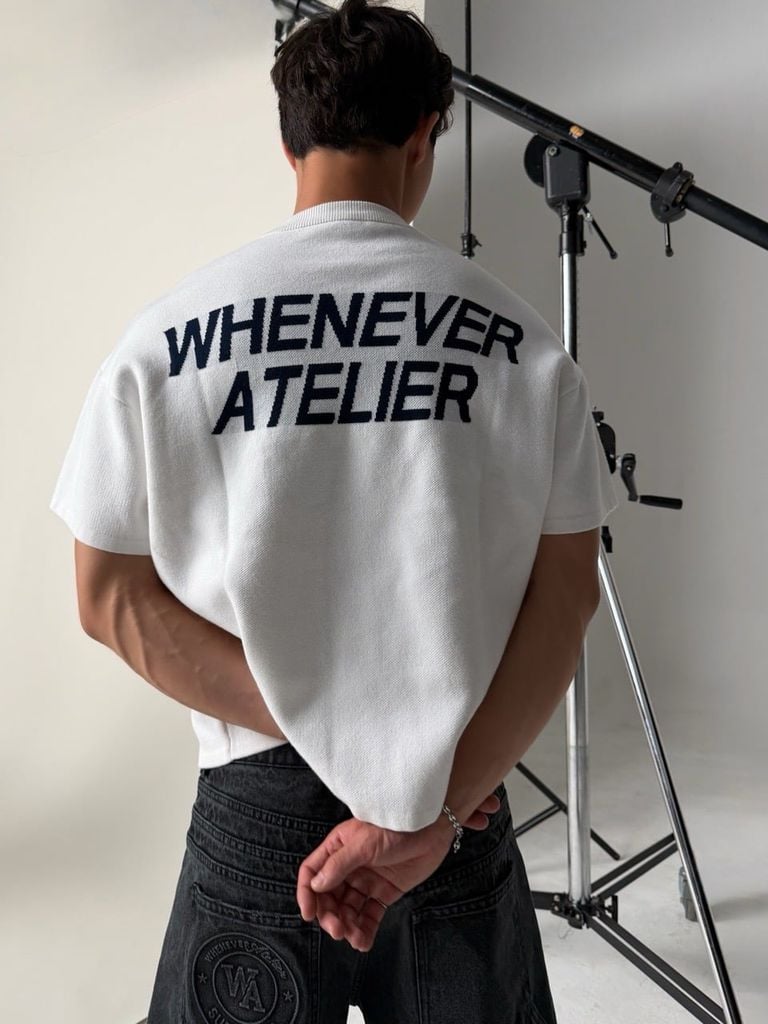 ÁO DỆT LEN “ WHENEVER “ SIGNATURE KNIT T - SHIRT / WHITE