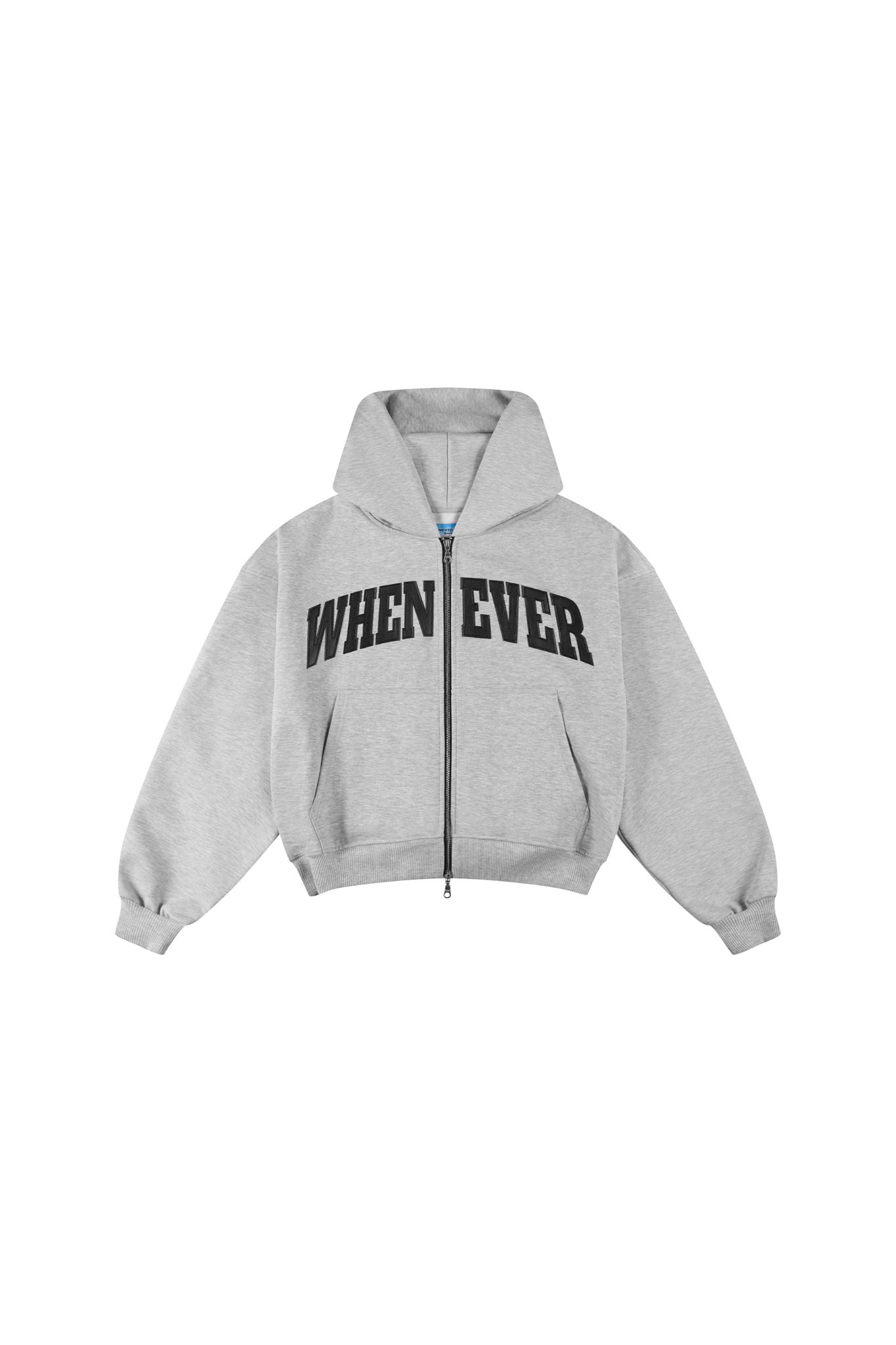 ÁO KHOÁC "WHENEVER" SIGNATURE LOGO EMBROIDERED ZIP-UP HOODIE/ GREY