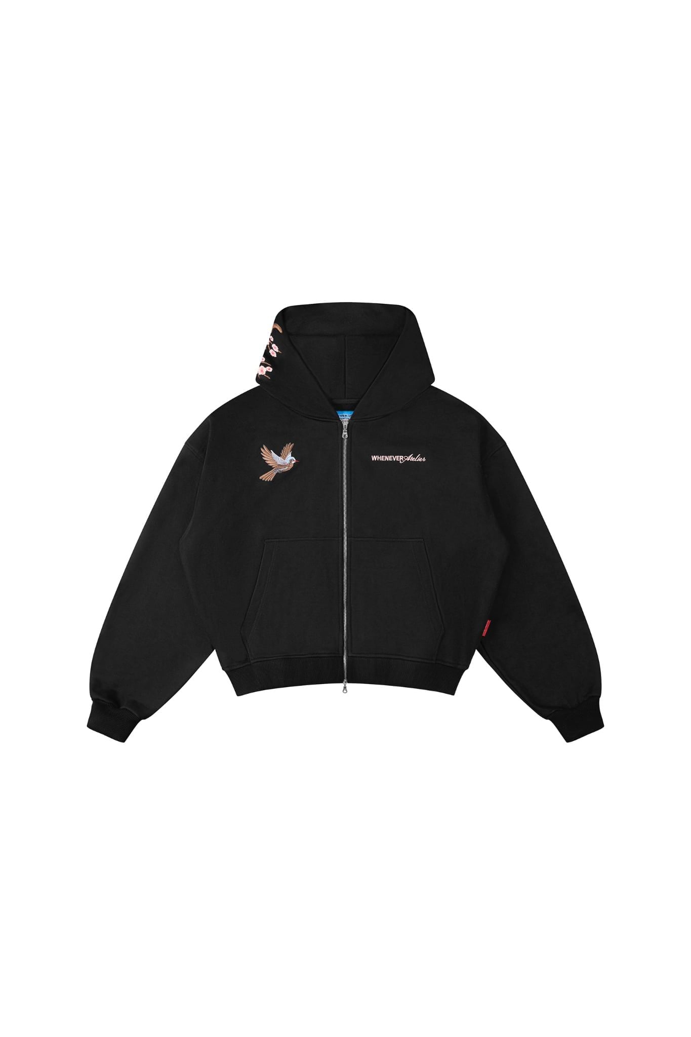 ÁO KHOÁC “WHENEVER” SAKURA EMBROIDERED ZIP-UP HOODIE/ BLACK