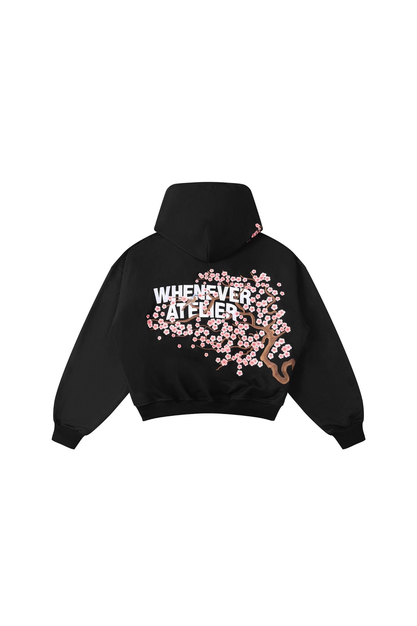 ÁO KHOÁC “WHENEVER” SAKURA EMBROIDERED ZIP-UP HOODIE/ BLACK