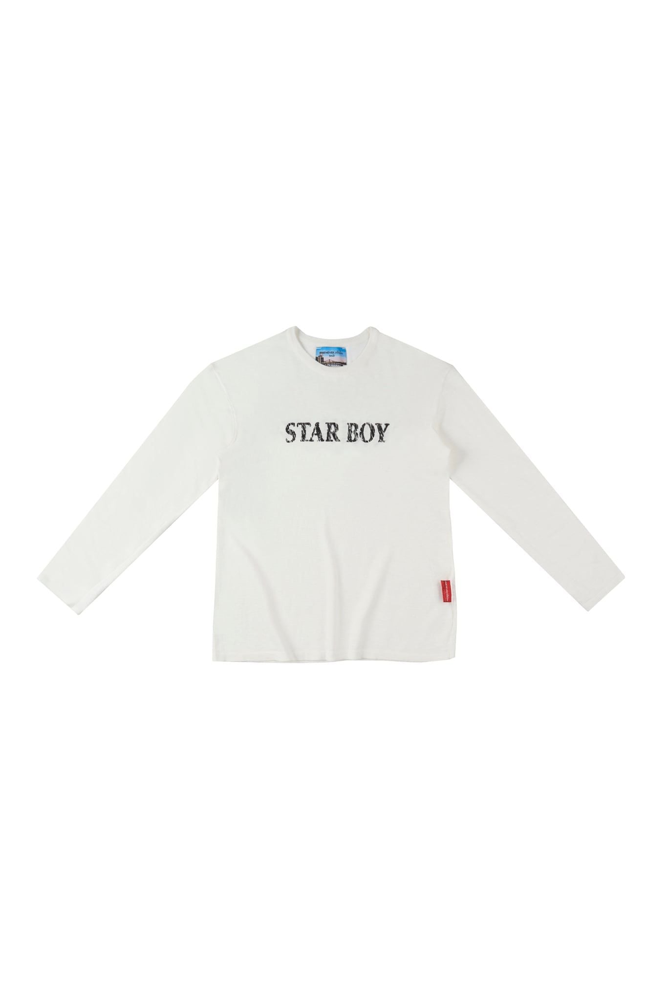ÁO DỆT LEN TAY DÀI "WHENEVER" STAR BOY LONG SLEEVE T-SHIRT/ WHITE