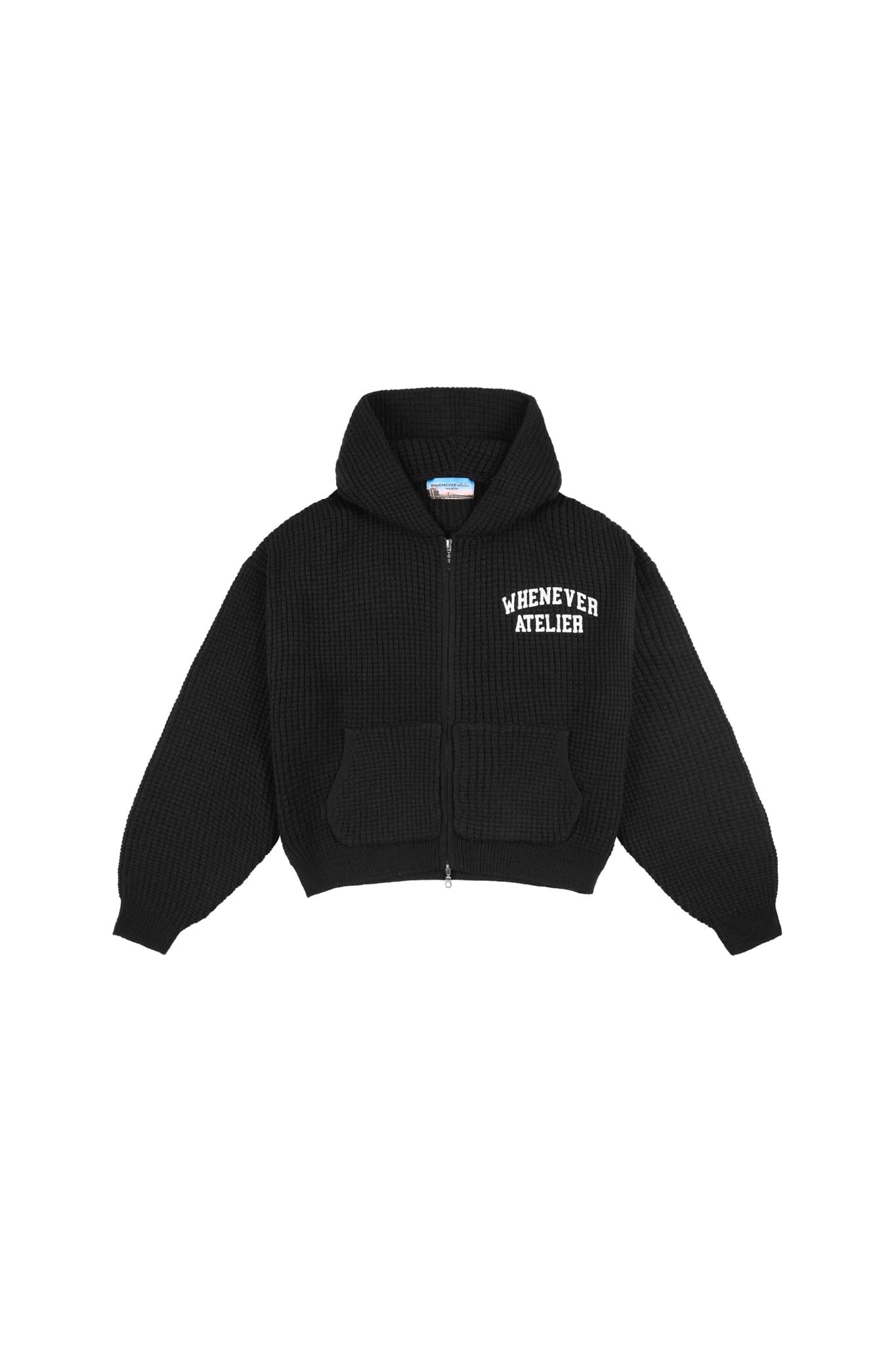 ÁO HOODIE DỆT LEN CÓ MŨ KÉO KHÓA "WHENEVER" GRAND WAFFLE ZIP HOODIE/ BLACK