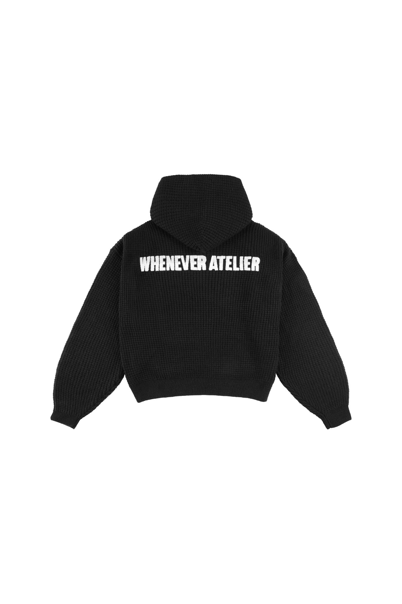 ÁO HOODIE DỆT LEN CÓ MŨ KÉO KHÓA "WHENEVER" GRAND WAFFLE ZIP HOODIE/ BLACK