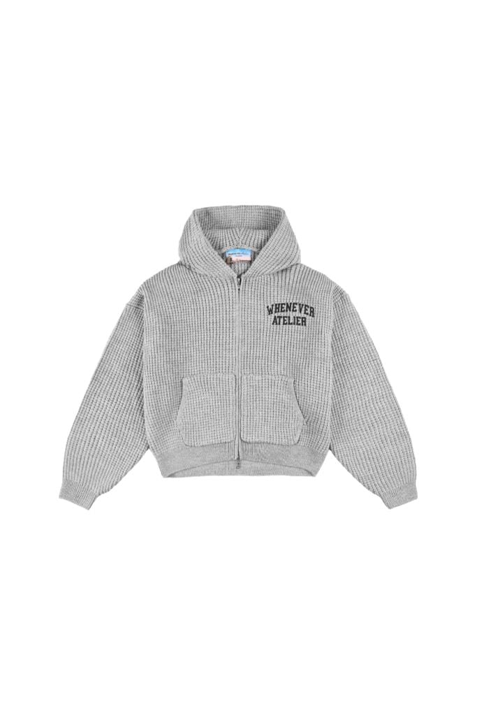 ÁO HOODIE DỆT LEN CÓ MŨ KÉO KHÓA "WHENEVER" GRAND WAFFLE ZIP HOODIE/ GREY