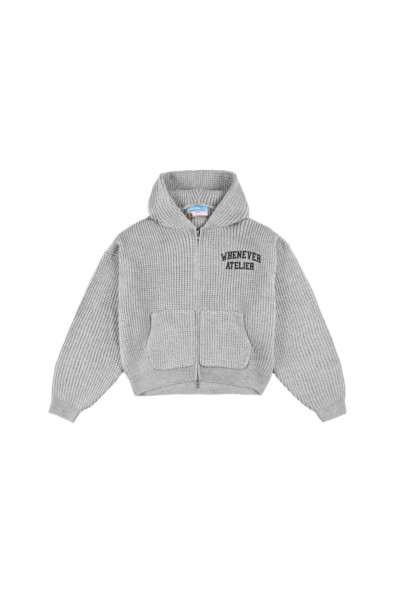 ÁO HOODIE DỆT LEN CÓ MŨ KÉO KHÓA "WHENEVER" GRAND WAFFLE ZIP HOODIE/ GREY