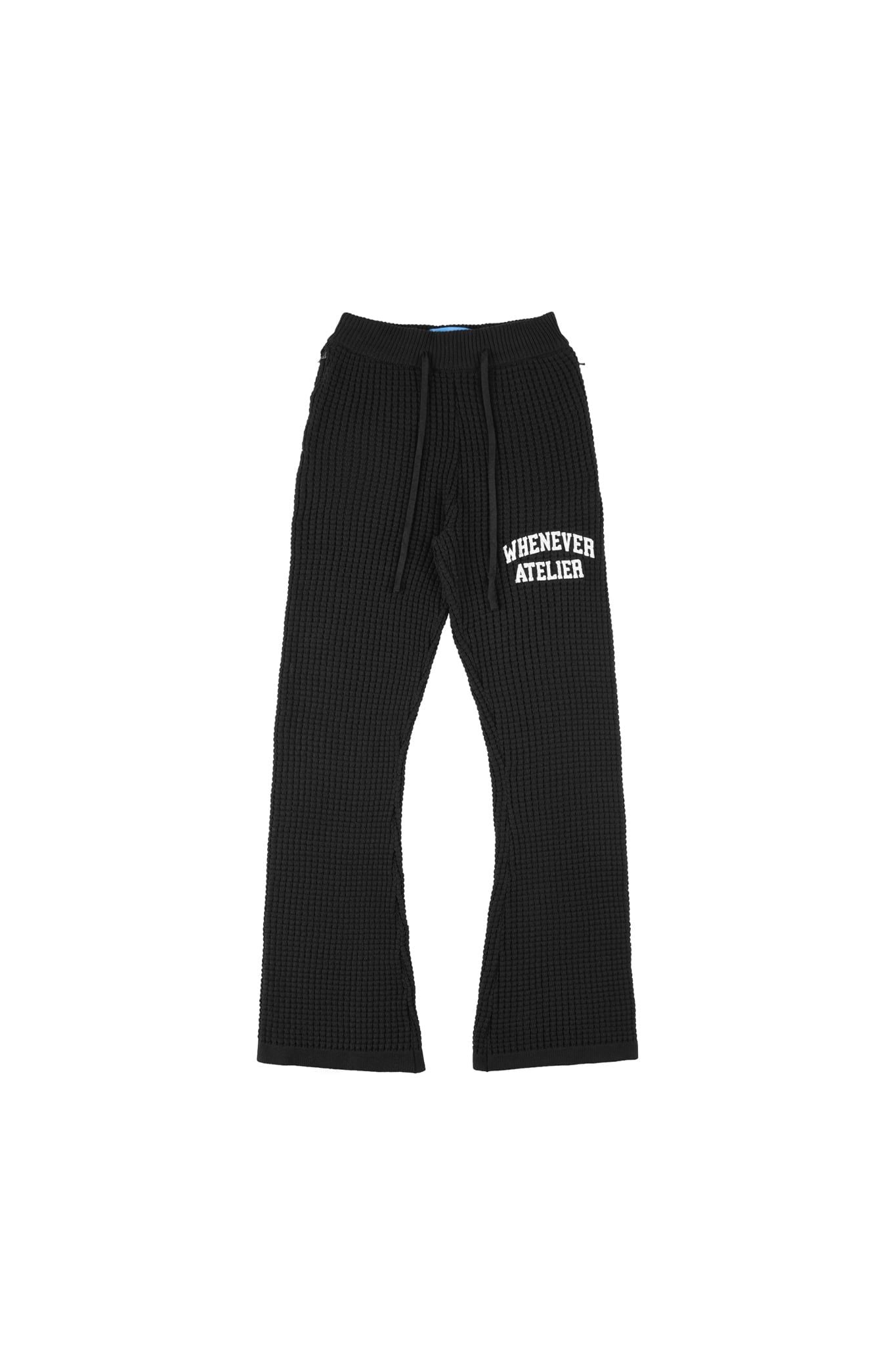 QUẦN ỐNG LOE DỆT LEN "WHENEVER" WAFFLE KNIT FLARE PANTS/ BLACK